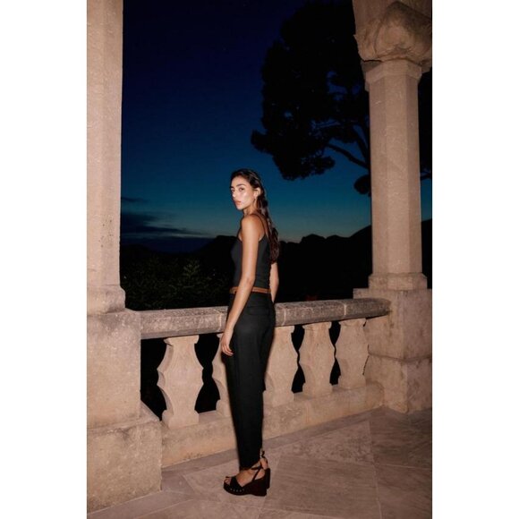 ZARA LINEN BELTED STRAIGHT-LEG TROUSERS - Picture 4 of 8